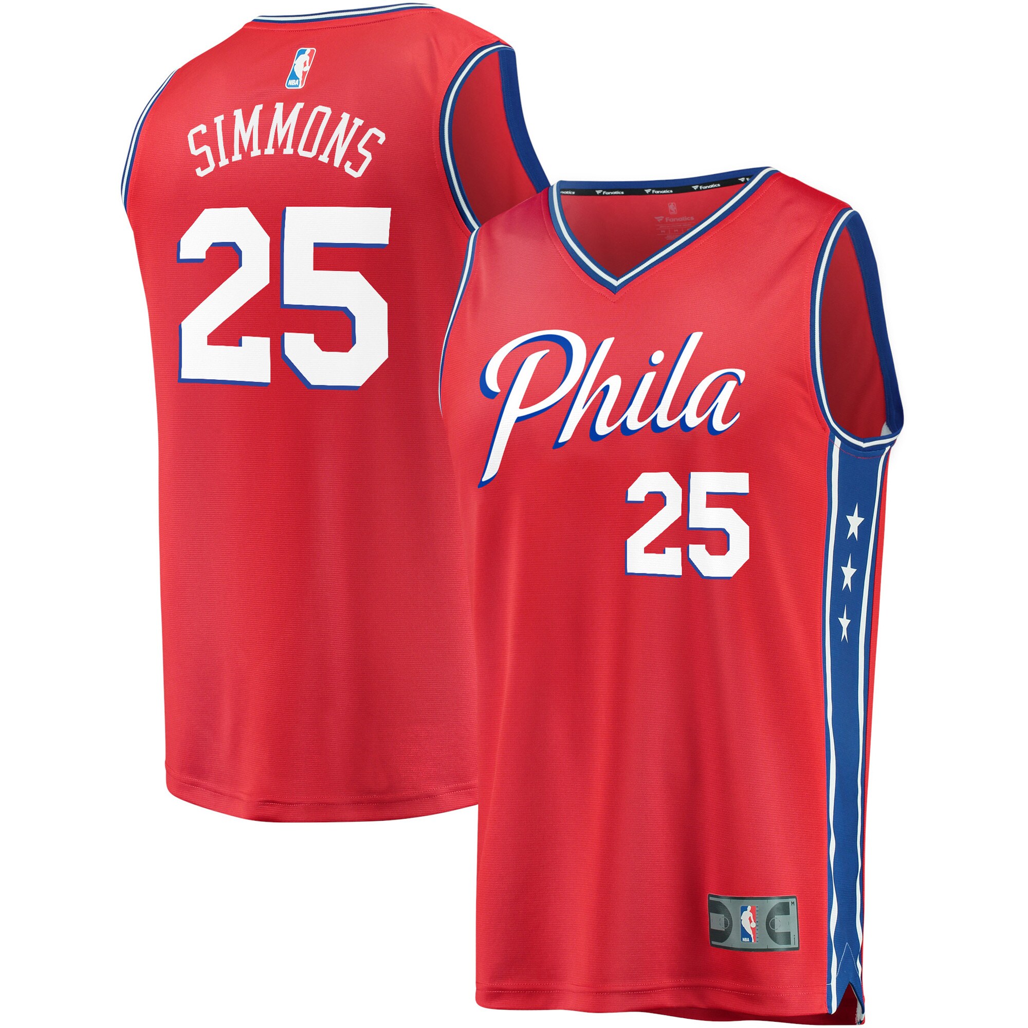 Alternative view of Ben Simmons Philadelphia 76ers Fanatics Branded Youth 2019/20 Fast Break Replica Player Team Jersey - Statement Edition - Red