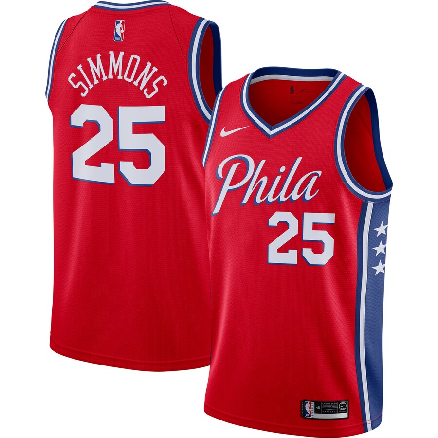 Ben Simmons Philadelphia 76ers Finished Swingman Jersey Red - Statement Edition