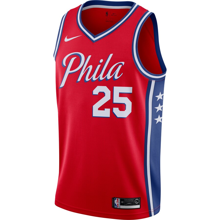 Alternative view of Ben Simmons Philadelphia 76ers Finished Swingman Jersey Red - Statement Edition