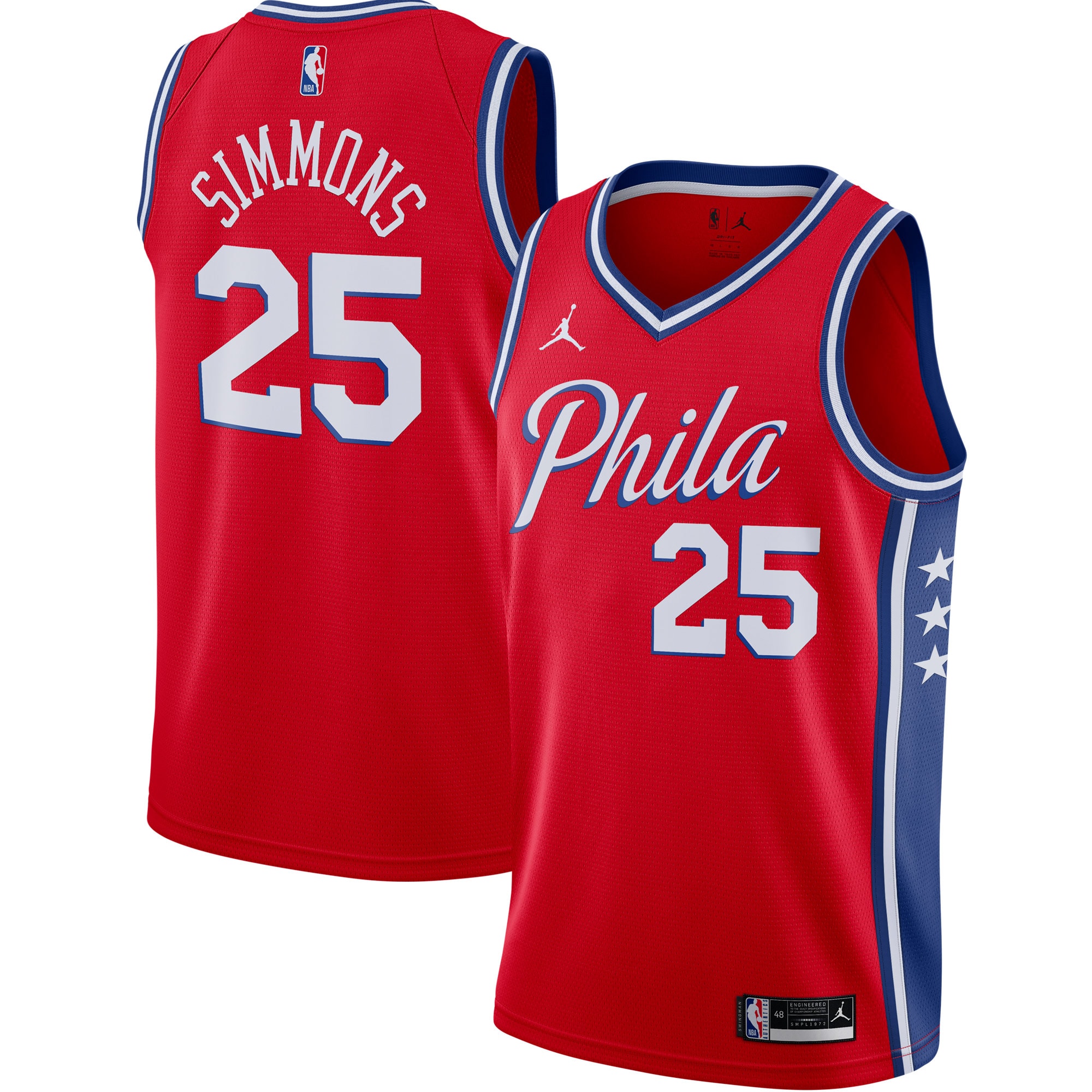 Ben Simmons Philadelphia 76ers Jordan Brand 2020/21 Swingman Jersey – Statement Edition – Red