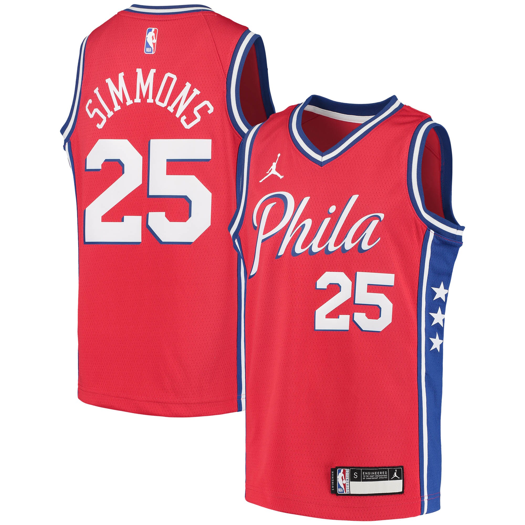 Ben Simmons Philadelphia 76ers Jordan Brand Youth 2020/21 Swingman Player Jersey – Statement Edition – Red