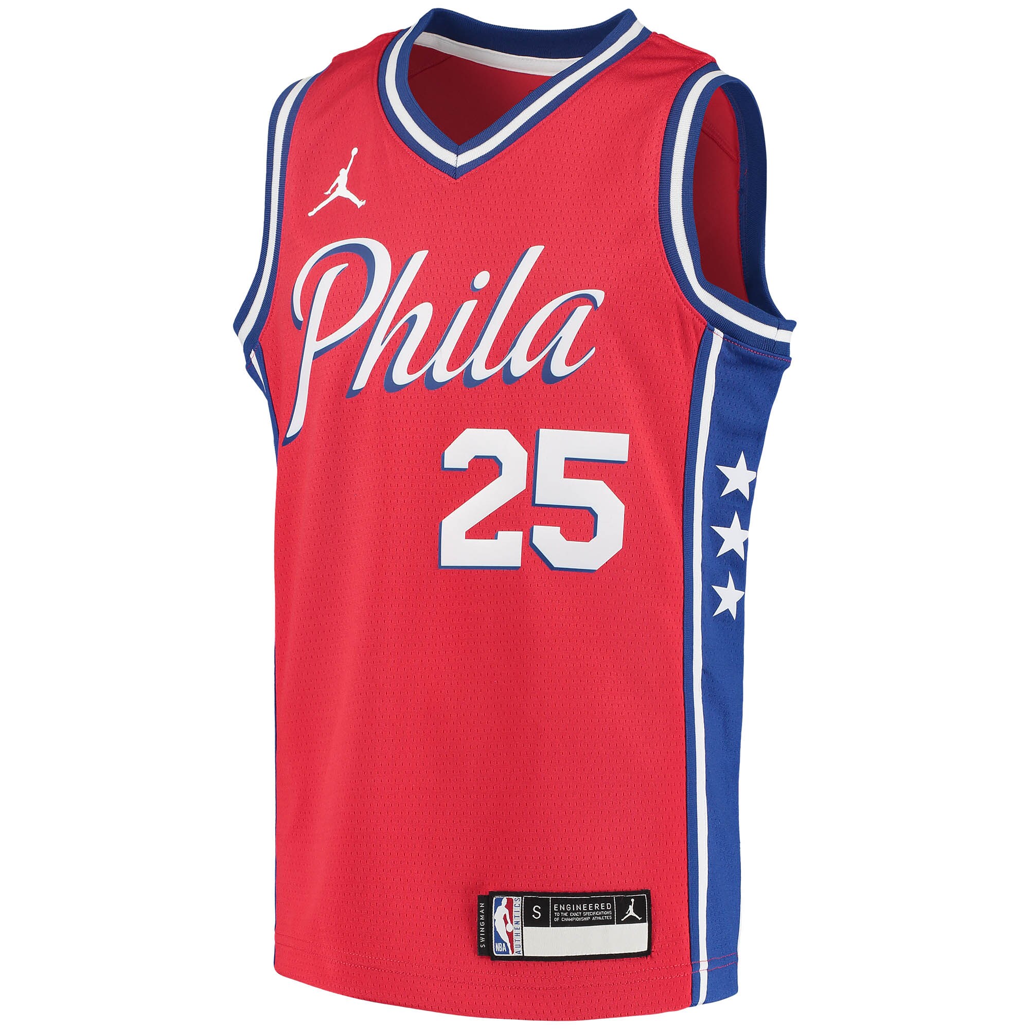 Alternative view of Ben Simmons Philadelphia 76ers Jordan Brand Youth 2020/21 Swingman Player Jersey – Statement Edition – Red