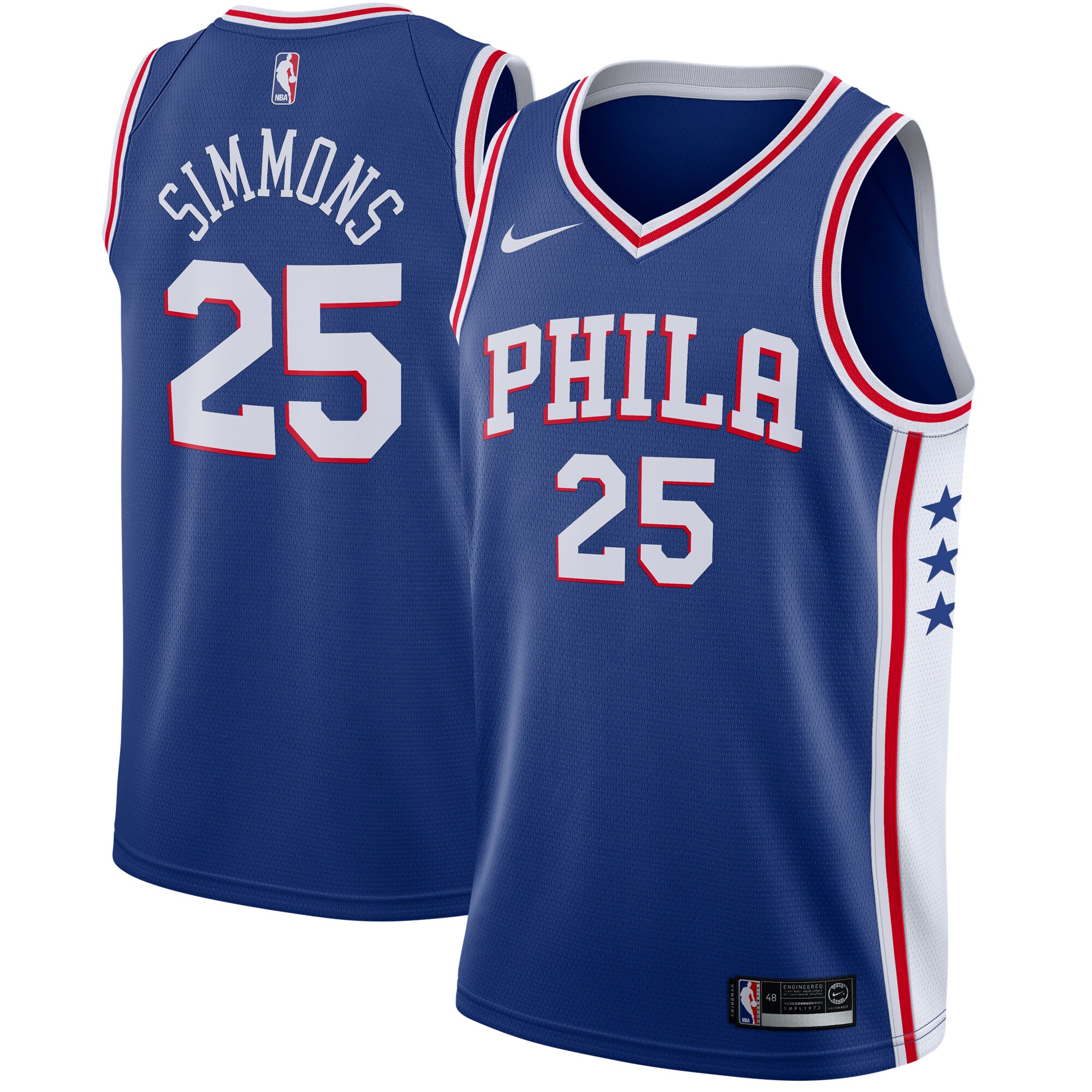 Alternative view of Ben Simmons Philadelphia 76ers Swingman Jersey Royal – Icon Edition