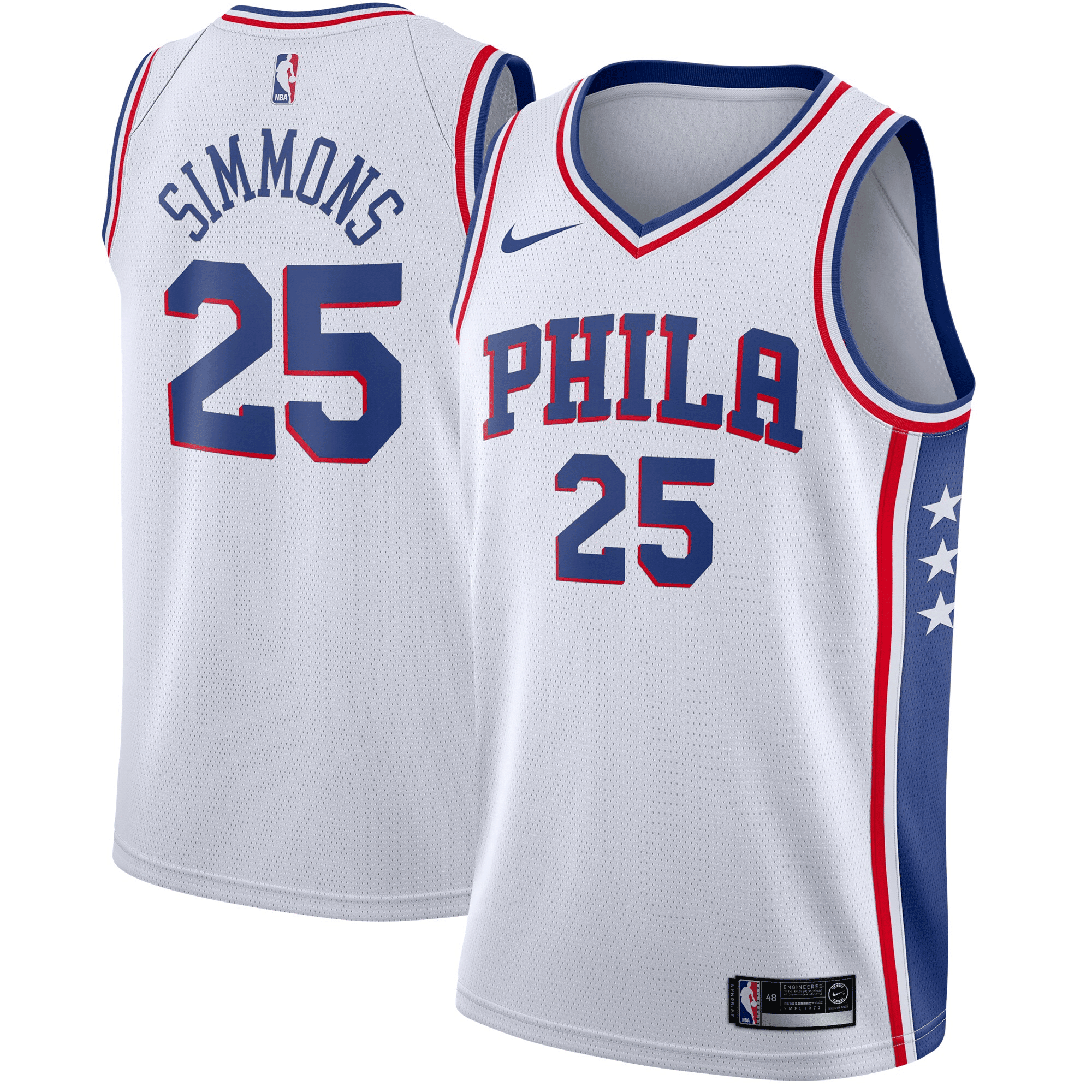 Ben Simmons Philadelphia 76ers Swingman Jersey White - Association Edition Jersey - JS243 