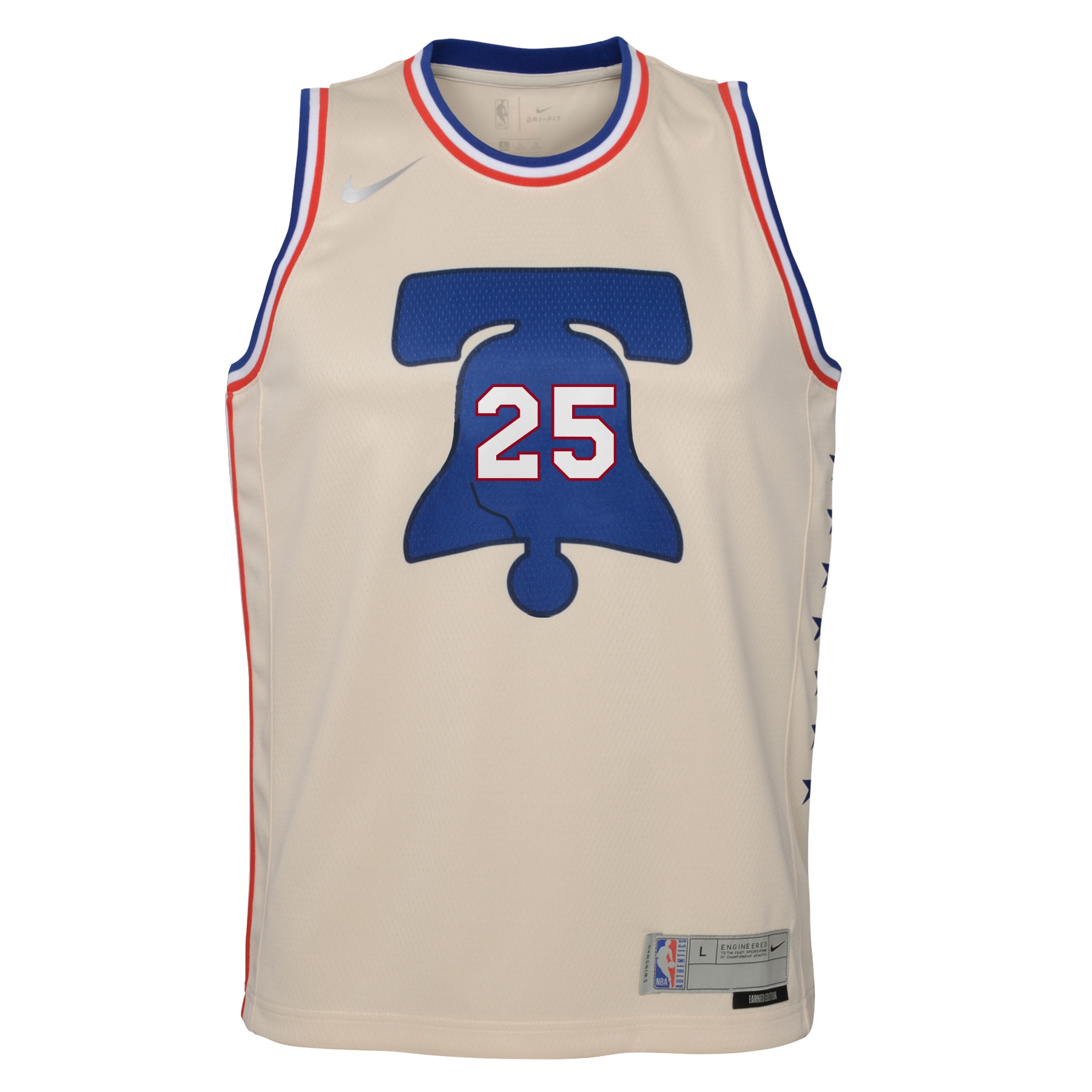 Alternative view of Ben Simmons Philadelphia 76ers Youth 2020/21 Swingman Player Jersey Cream - Earned Edition