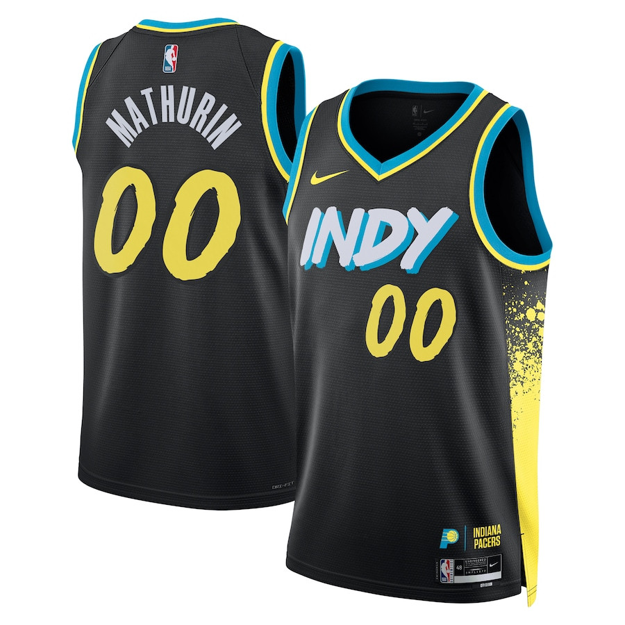 Bennedict Mathurin 00 Indiana Pacers 2023/24 City Edition Swingman Jersey - Black - JS184 