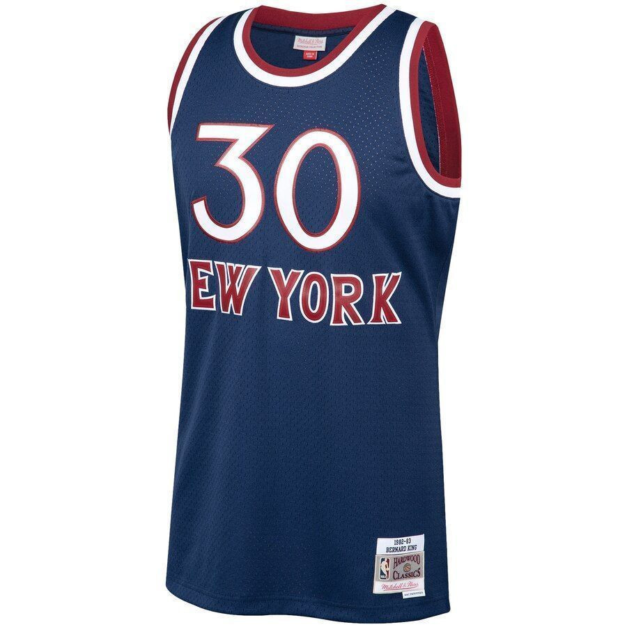 Alternative view of Bernard King New York Knicks Mitchell & Ness 1982-83 Hardwood Classics Swingman Jersey - Navy - JS914 