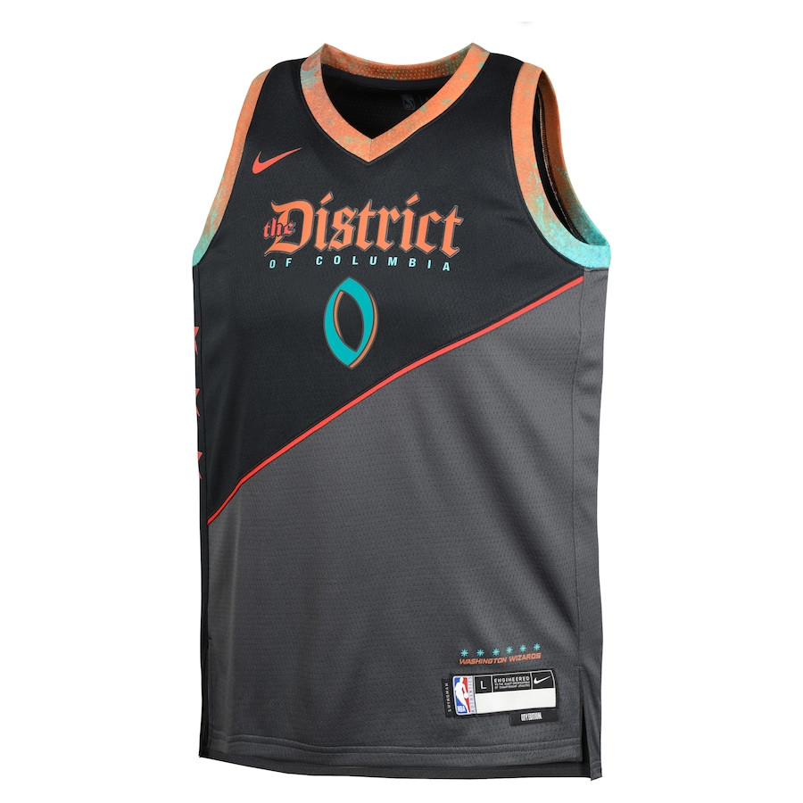 Alternative view of Bilal Coulibaly 0 Washington Wizards 2023/24 City Edition Swingman YOUTH Jersey - Black - JS503 