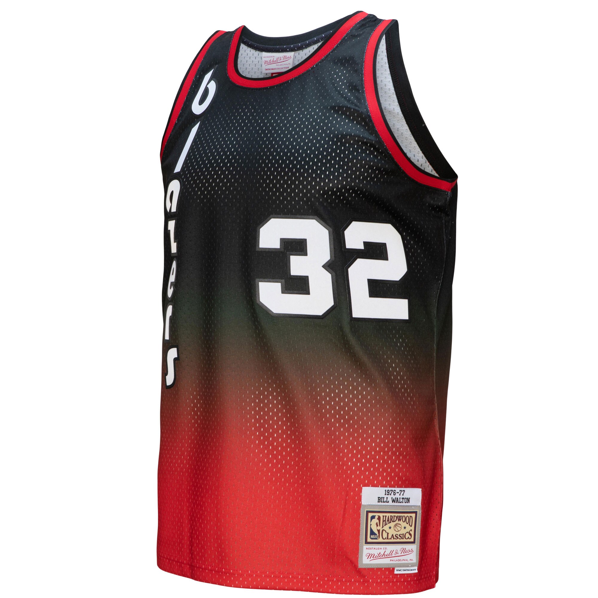 Alternative view of Bill Walton Portland Trail Blazers Mitchell & Ness 1976/77 Hardwood Classics Fadeaway Swingman Player Jersey - Red/black