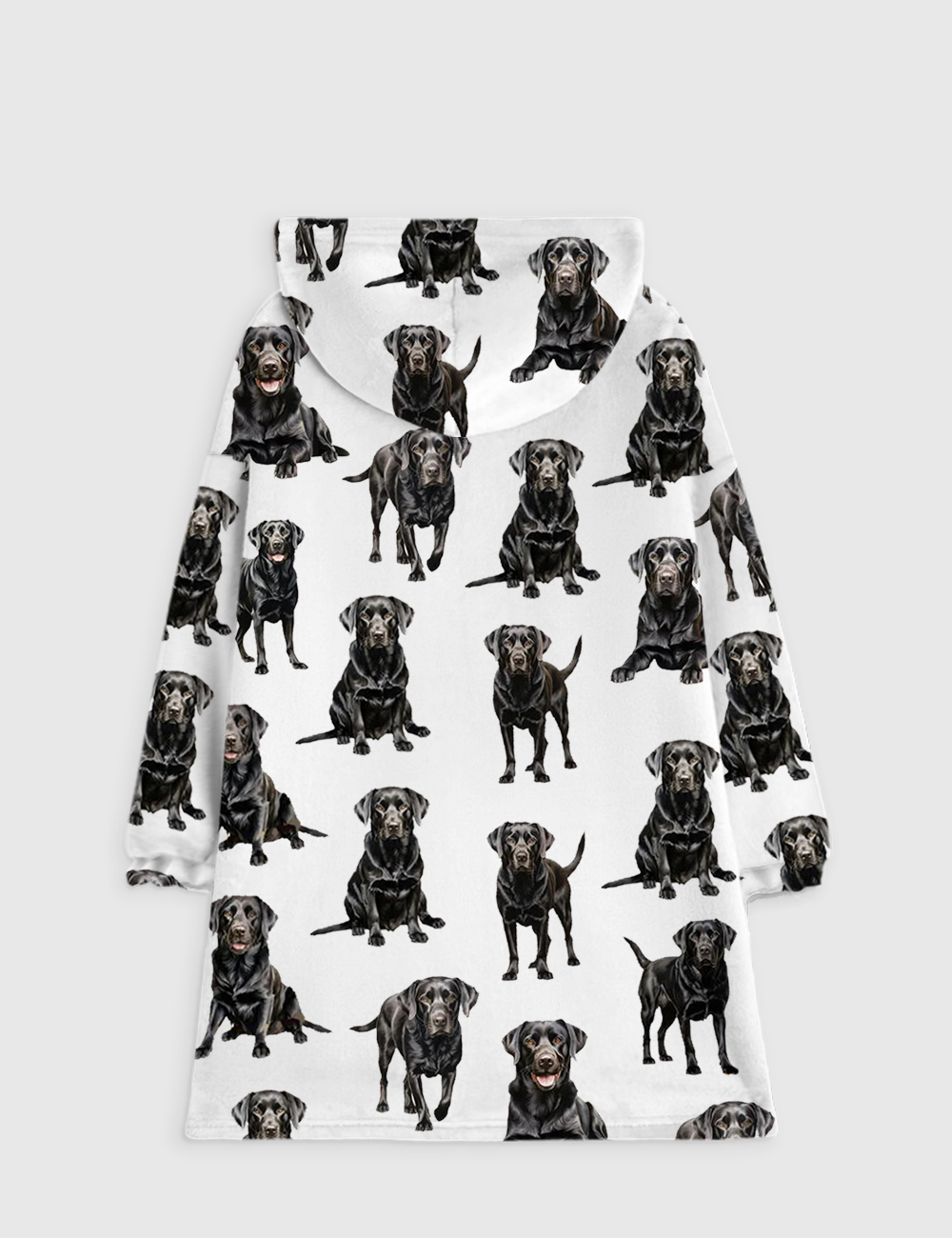 Alternative view of Black Labrador Flannel Blanket Hoodie