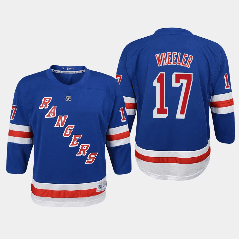 Alternative view of Blake Wheeler 17 New York Rangers Home YOUTH Jersey - Blue - JS991 