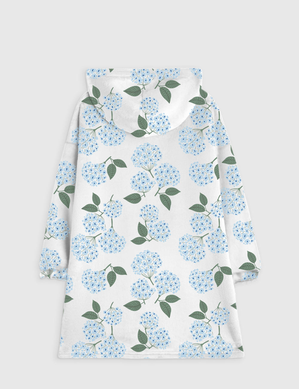 Alternative view of Blue Hydrangea Nantucket Cottage Flannel Blanket Hoodie
