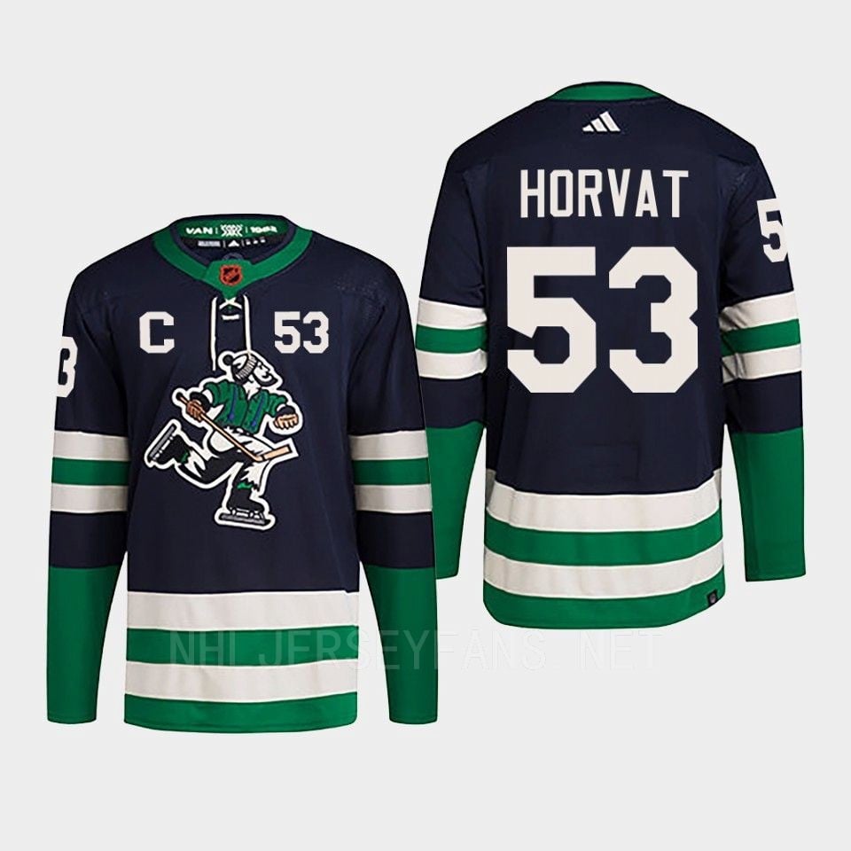 Bo Horvat 53 Reverse Retro 2.0 2022 Vancouver Canucks Navy Jersey Primegreen - JS882 