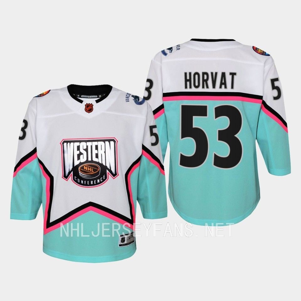 Alternative view of Bo Horvat 53 Vancouver Canucks 2023 All-Star Game Jersey White Equipment - JS284 