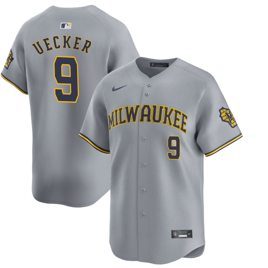 Bob Uecker #9 Milwaukee Brewers Away Jersey - Grey 