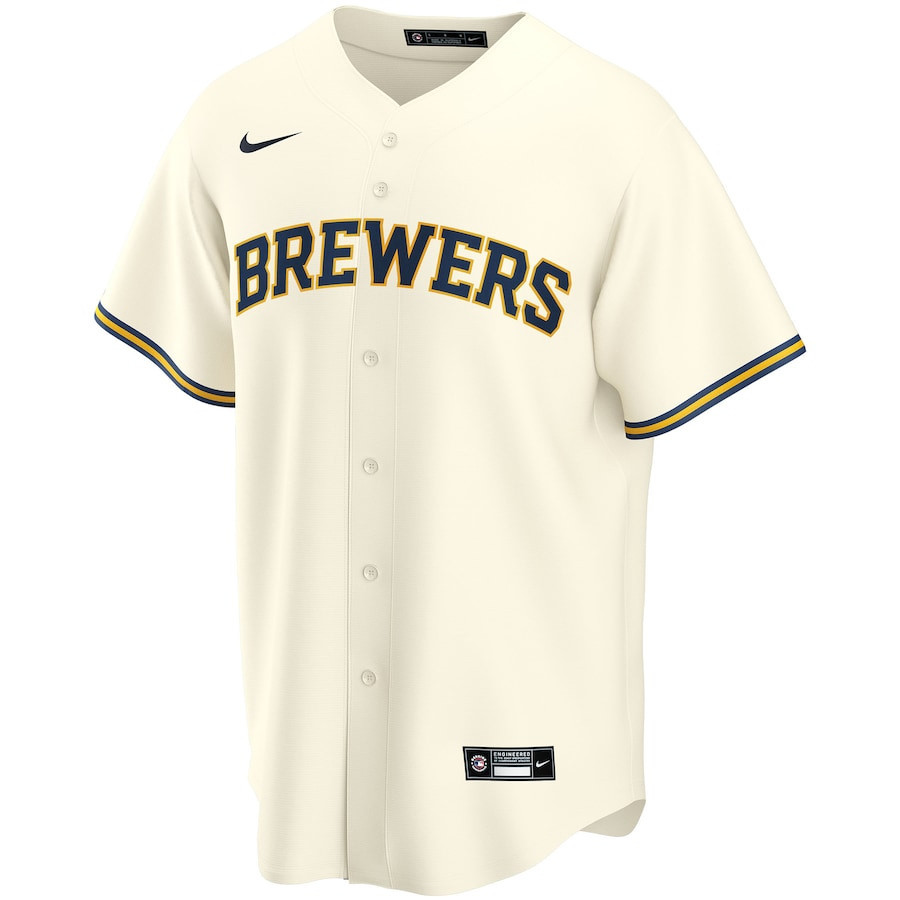 Alternative view of Bob Uecker #9 Milwaukee Brewers Home Jersey - Cream 