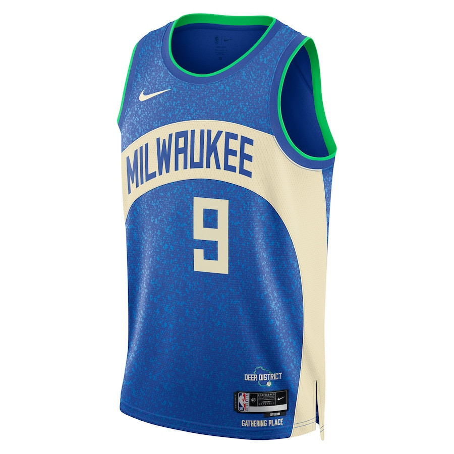 Alternative view of Bobby Portis Jr 9 Milwaukee Bucks 2023/24 City Edition Swingman Jersey - Royal - JS319 