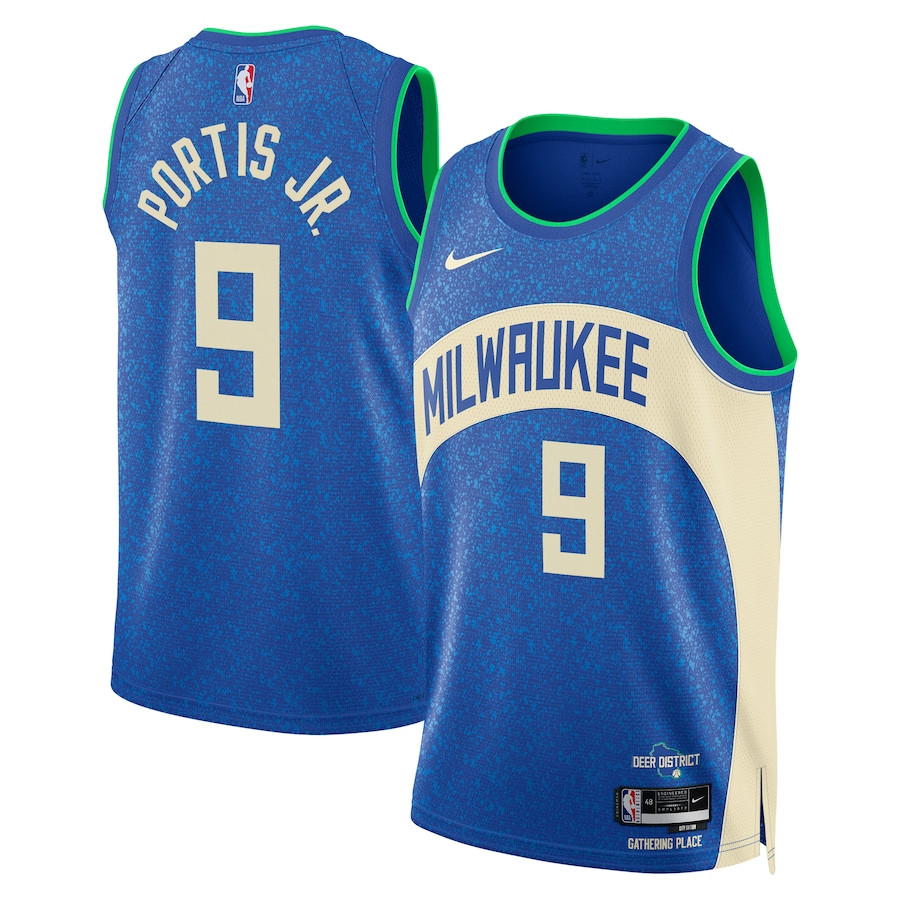 Bobby Portis Jr 9 Milwaukee Bucks 2023/24 City Edition Swingman Jersey - Royal - JS319 