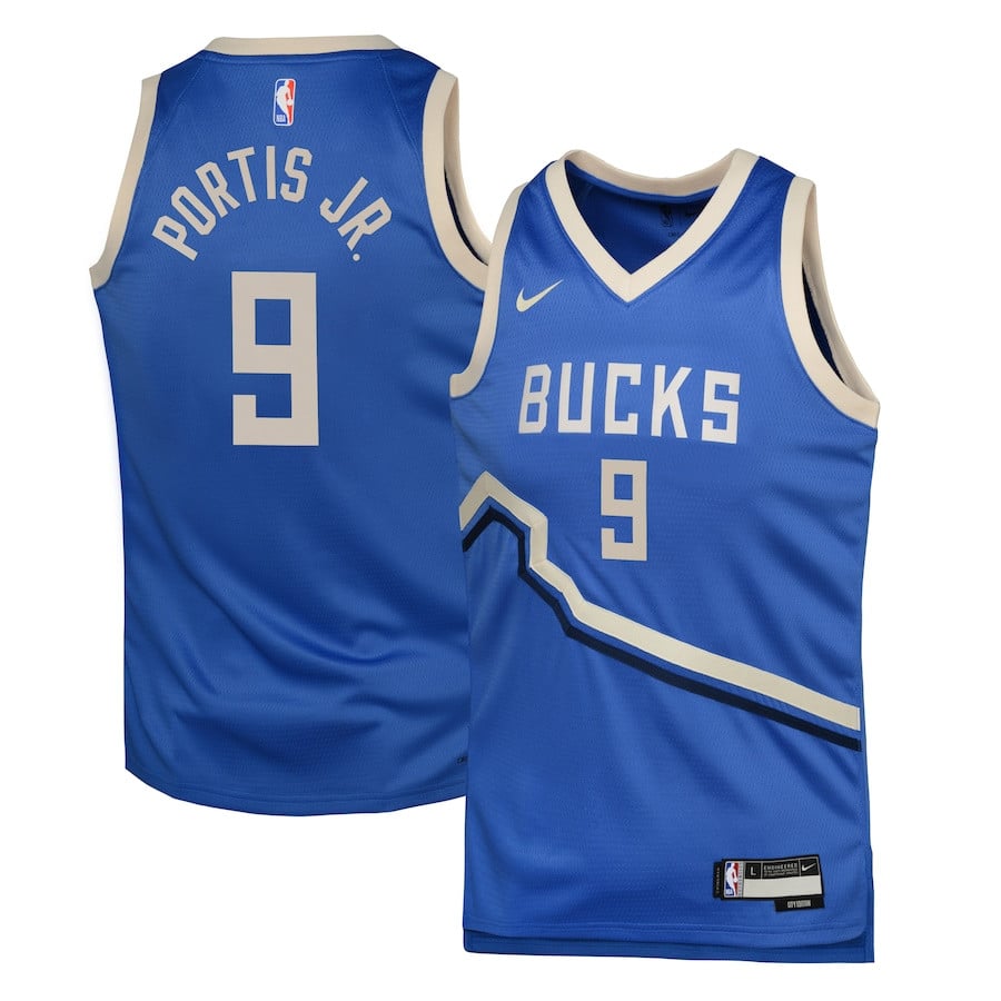 Bobby Portis Jr. 9 Milwaukee Bucks 2024/25 Swingman Player YOUTH Jersey - City Edition - Royal - JS298 