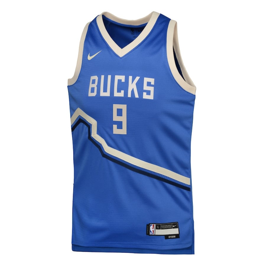 Alternative view of Bobby Portis Jr. 9 Milwaukee Bucks 2024/25 Swingman Player YOUTH Jersey - City Edition - Royal - JS298 