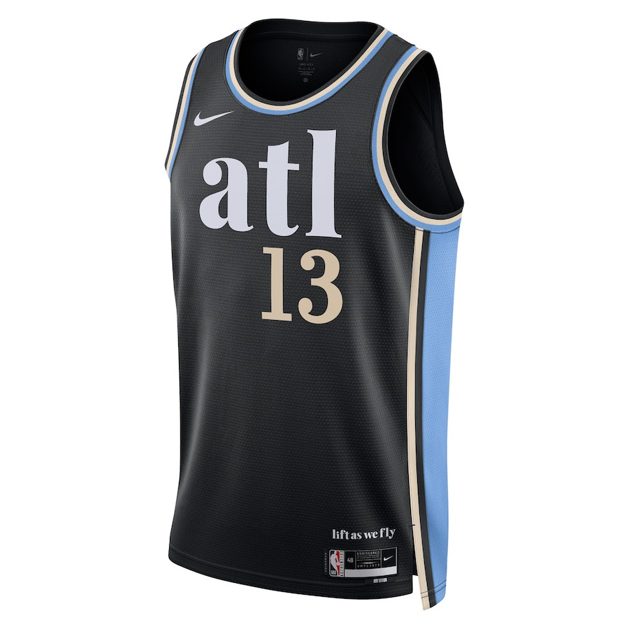 Alternative view of Bogdan Bogdanović 13 Atlanta Hawks 2023/24 City Edition Swingman Jersey - Black - JS855 
