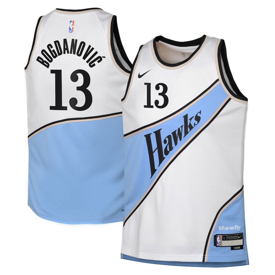 Bogdan Bogdanović 13 Atlanta Hawks 2024/25 Swingman Player YOUTH Jersey - City Edition - White - JS715 