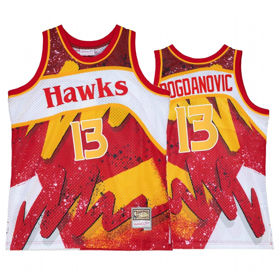 Bogdan Bogdanovic 13 Atlanta Hawks Hyper Hoop Red Jersey Throwback 80s - JS460 