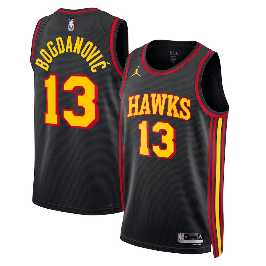 Bogdan Bogdanovic 13 Atlanta Hawks Unisex Swingman Jersey - Statement Edition - Black - JS837 
