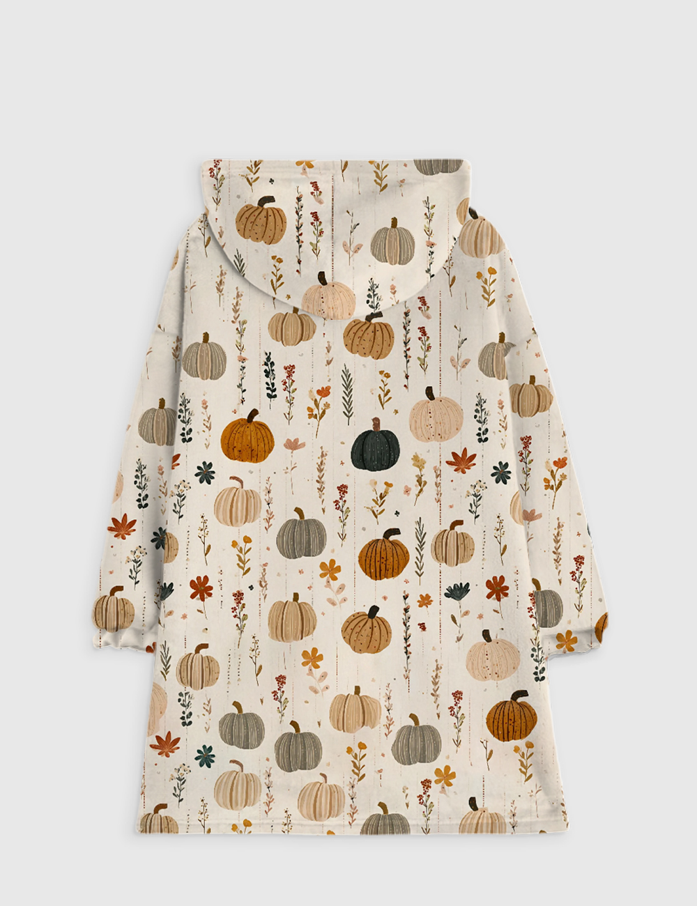 Alternative view of Boho Pumpkin Autumn Flowers Watercolor Fall Floral Flannel Blanket Hoodie
