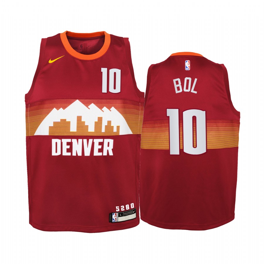 Bol Bol Denver Nuggets 2020-21 City Red Youth Jersey - New Uniform