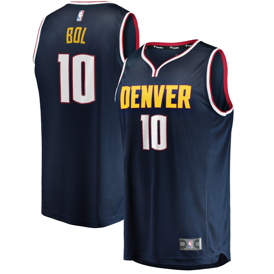 Bol Bol Denver Nuggets Fanatics Branded Fast Break Replica Jersey Navy - Icon Edition