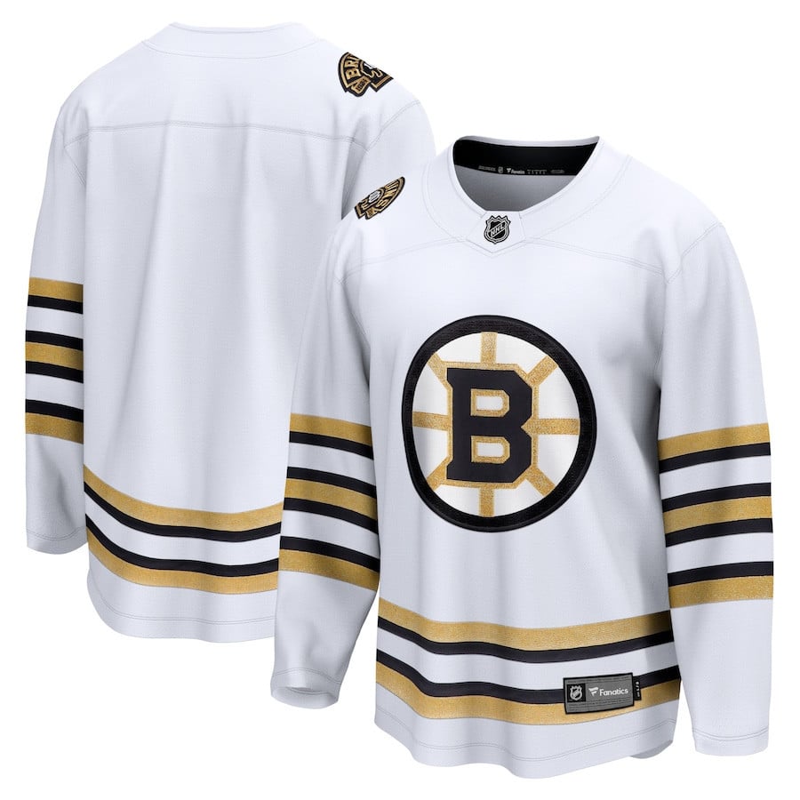 Boston Bruins 100th Anniversary Premier Breakaway Jersey - Men, White - JS612 