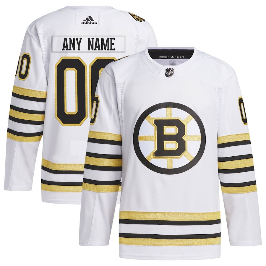 Boston Bruins 100th Anniversary Primegreen Custom Jersey - White - JS925 