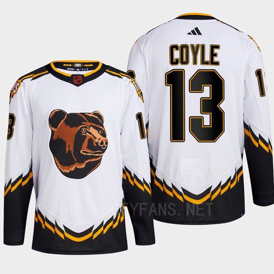 Boston Bruins 2022 Reverse Retro 2.0 Charlie Coyle 13 White Primegreen Jersey Men's - JS672 