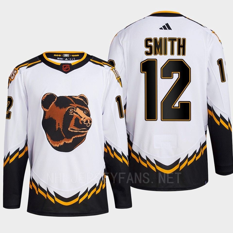 Boston Bruins 2022 Reverse Retro 2.0 Craig Smith 12 White Primegreen Jersey Men's - JS765 