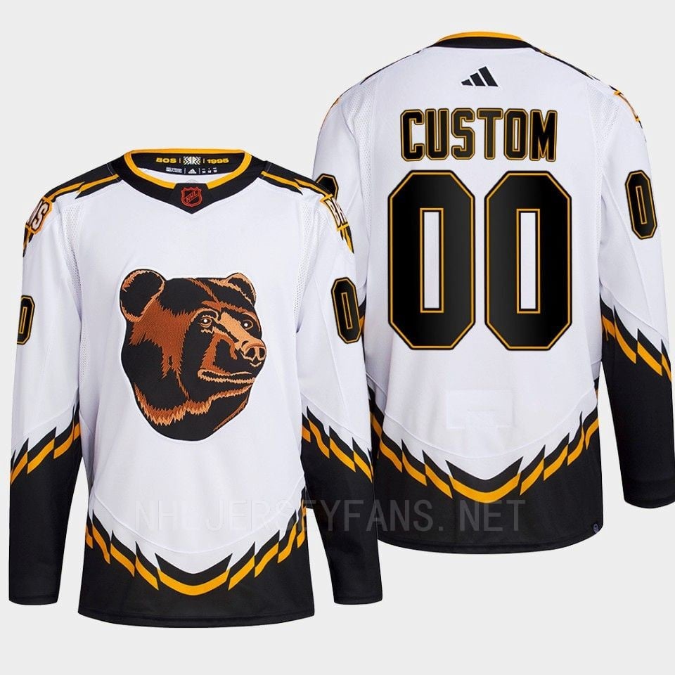 Boston Bruins 2022 Reverse Retro 2.0 Custom 00 White Primegreen Jersey Men's - JS604 