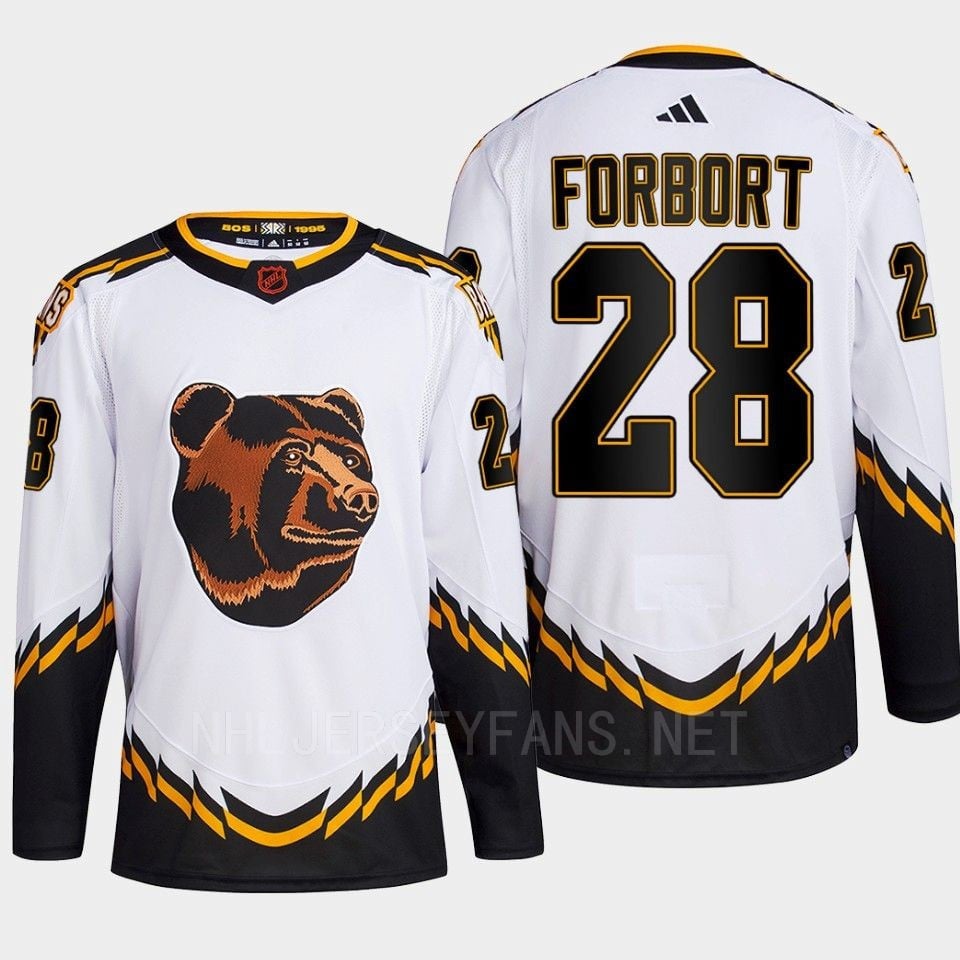 Boston Bruins 2022 Reverse Retro 2.0 Derek Forbort 28 White Primegreen Jersey Men's - JS993 