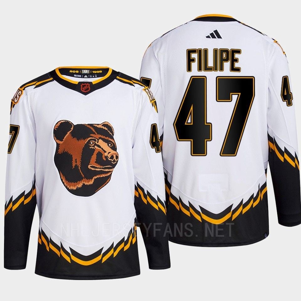 Boston Bruins 2022 Reverse Retro 2.0 Matt Filipe 47 White Primegreen Jersey Men's - JS947 