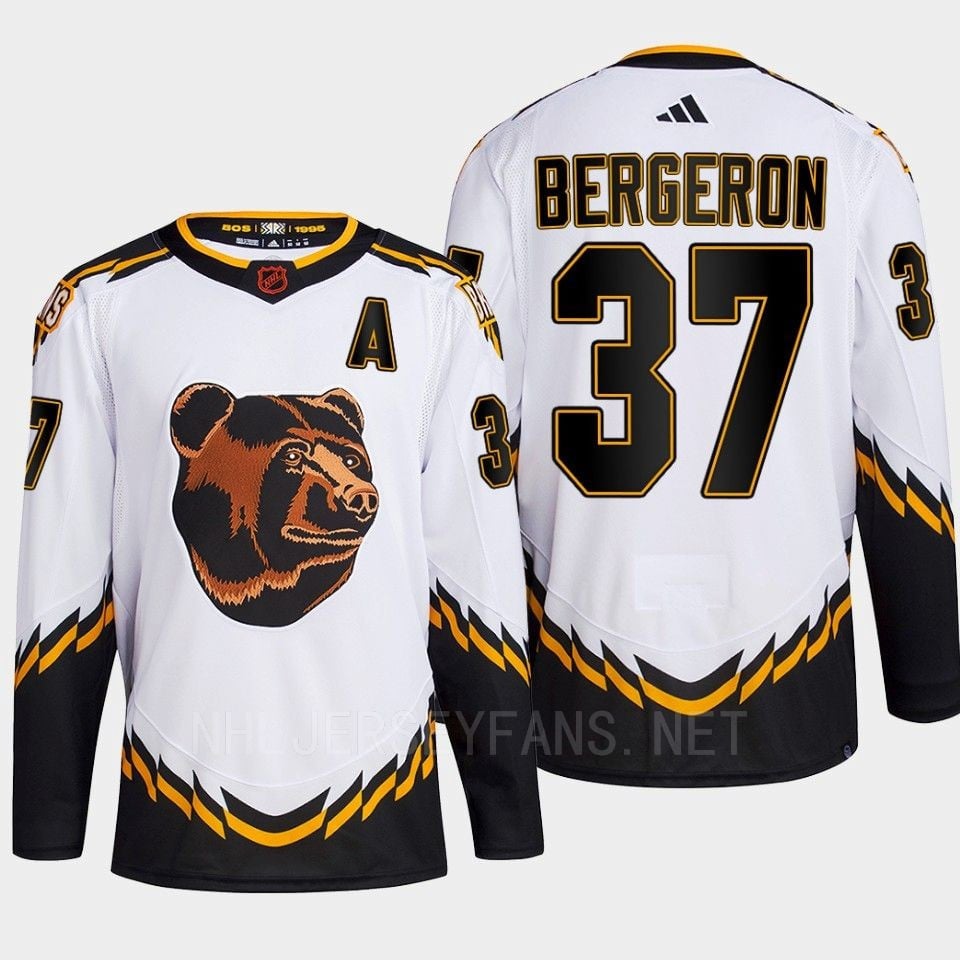 Boston Bruins 2022 Reverse Retro 2.0 Patrice Bergeron 37 White Primegreen Jersey Men's - JS819 