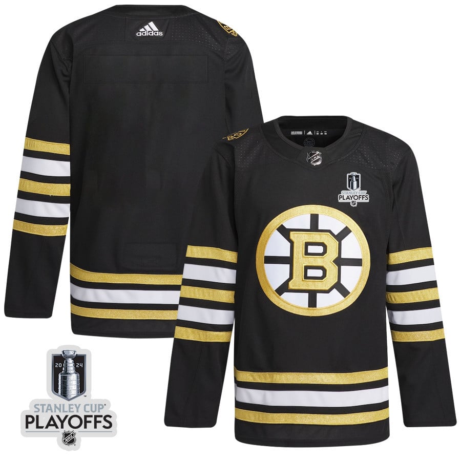 Boston Bruins 2024 NHL Playoffs Patch Home Jersey - Men, Black - JS929 