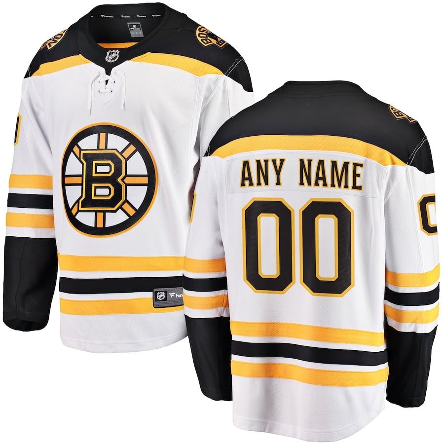 Boston Bruins Away Breakaway Custom Jersey - White - JS915 
