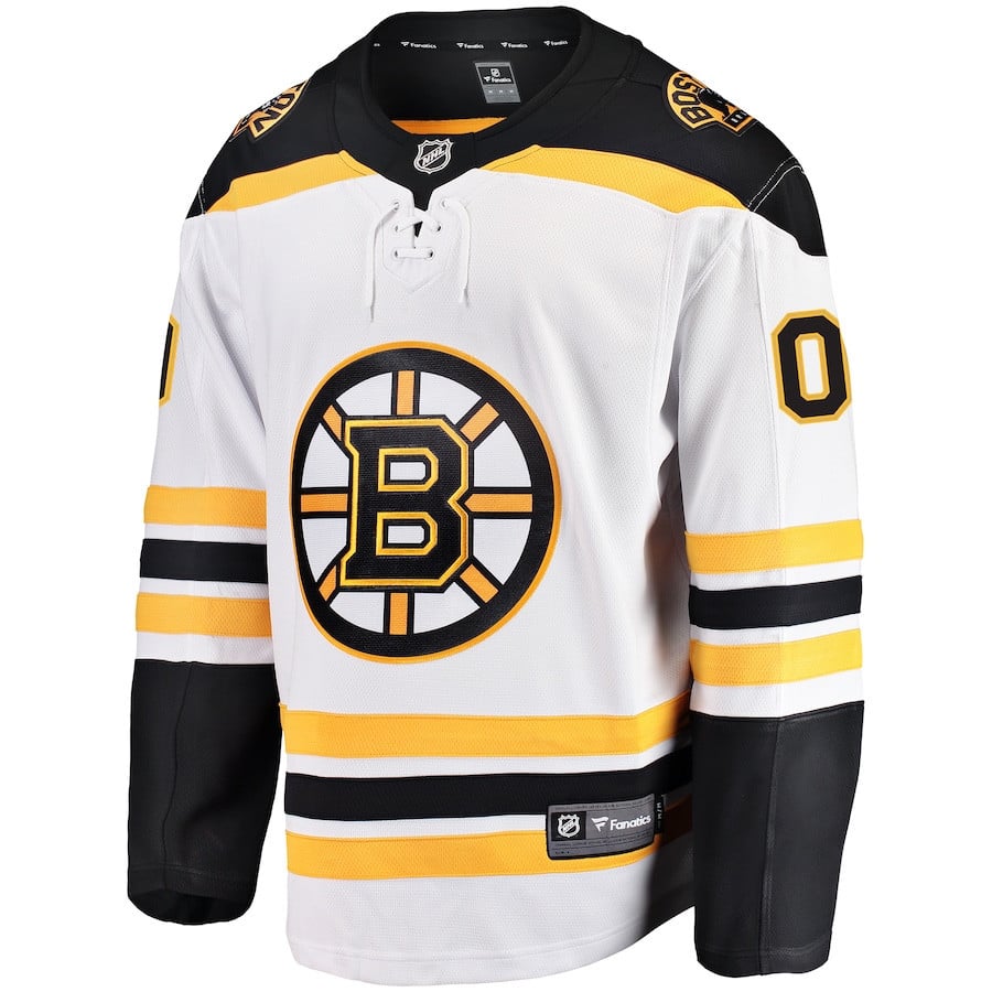 Alternative view of Boston Bruins Away Breakaway Custom Jersey - White - JS915 