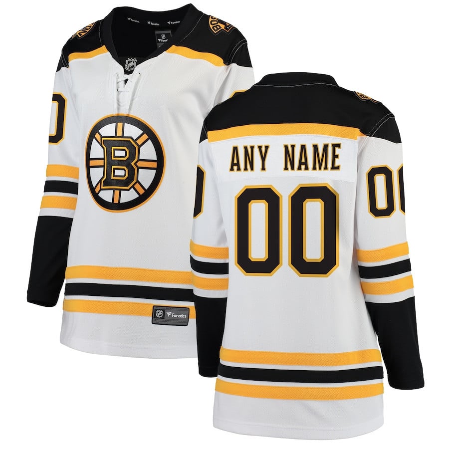 Boston Bruins Away Breakaway Custom Jersey - Women, White - JS261 