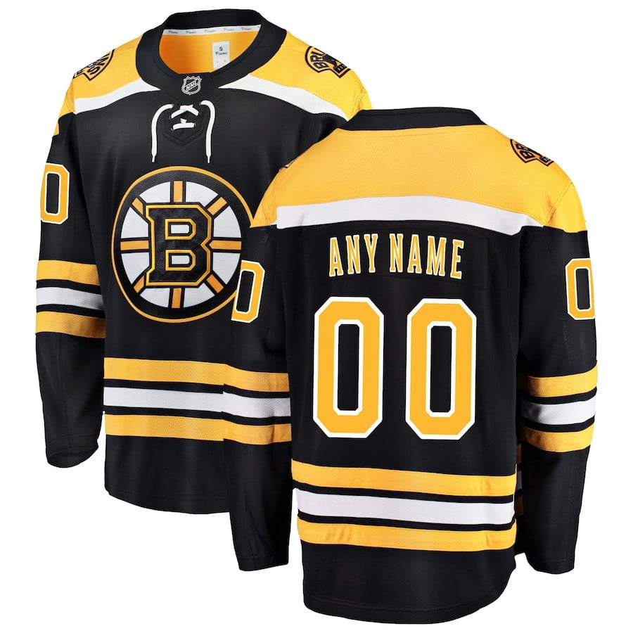 Boston Bruins Home Breakaway Custom Jersey - Black - JS793 