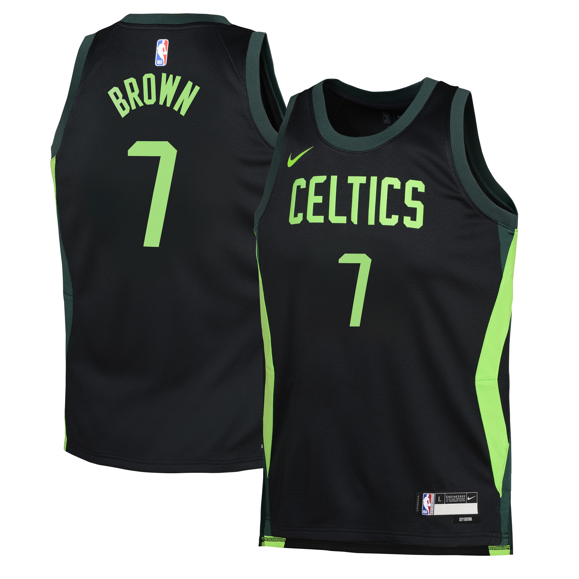 Boston Celtics City Edition Swingman Jersey 2024 - Black - Jaylen Brown - Youth - JS990