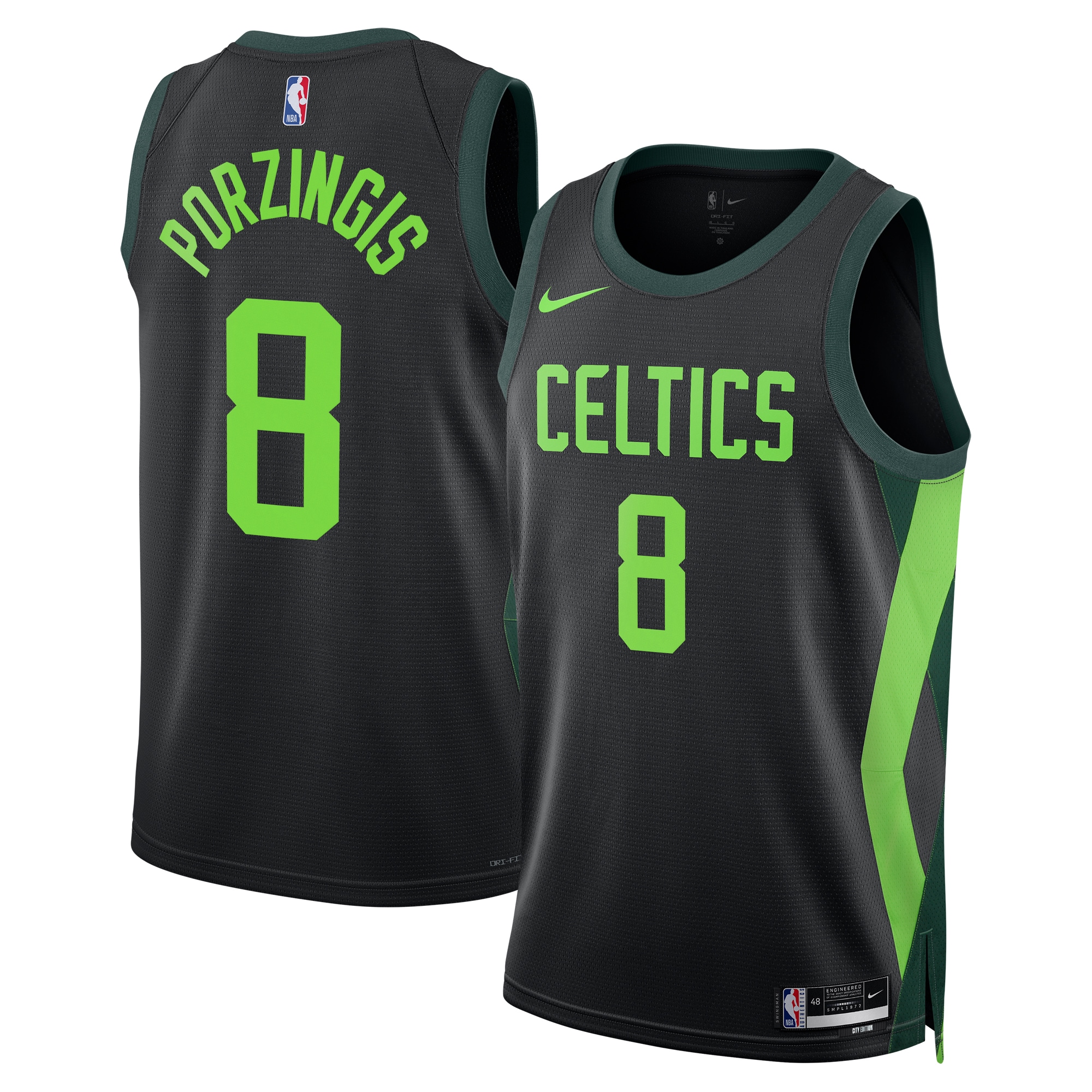 Boston Celtics City Edition Swingman Jersey 2024 - Black - Kristaps Porzingis - Unisex - JS426