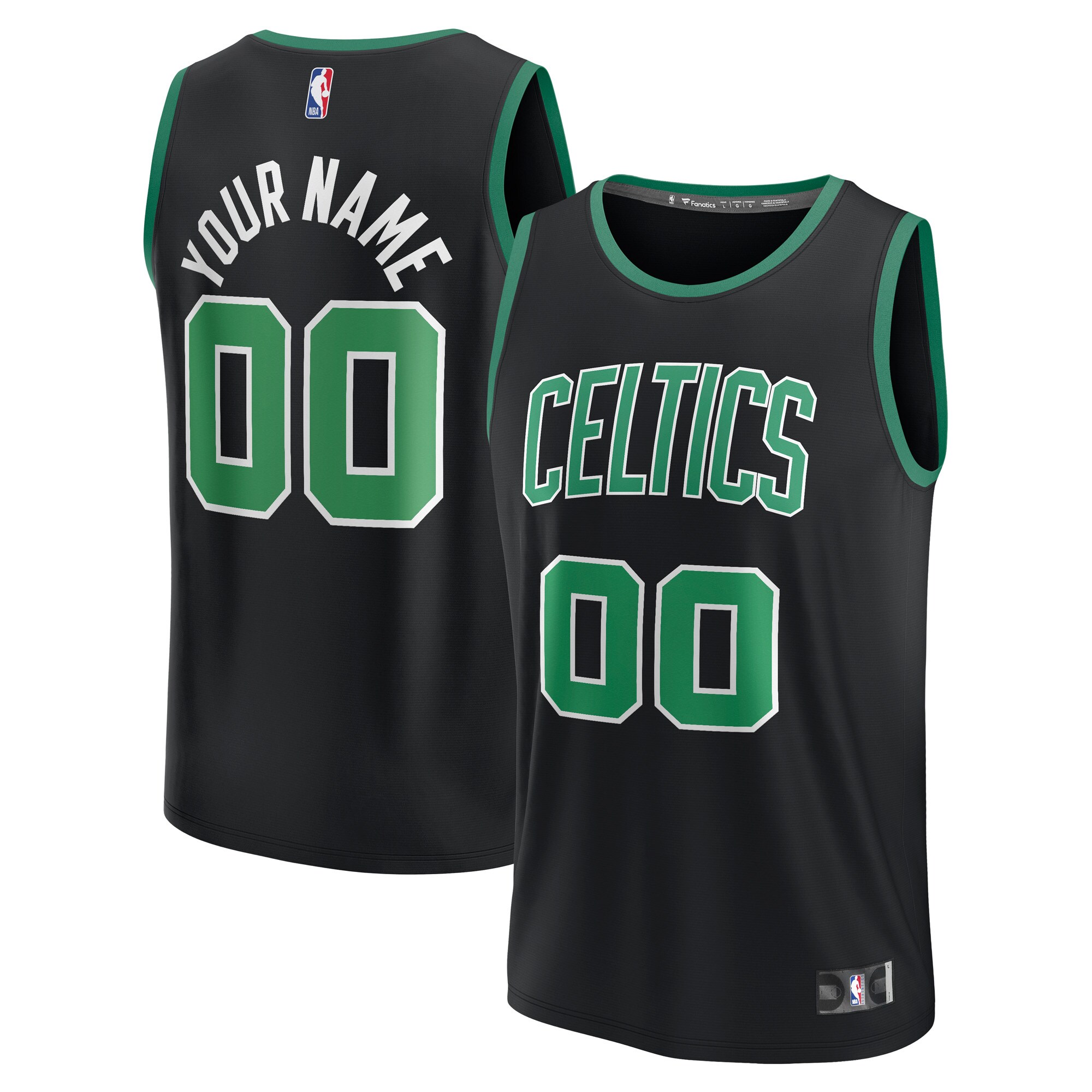Boston Celtics Fanatics Fast Break Replica Custom Jersey - Statement Edition - Black