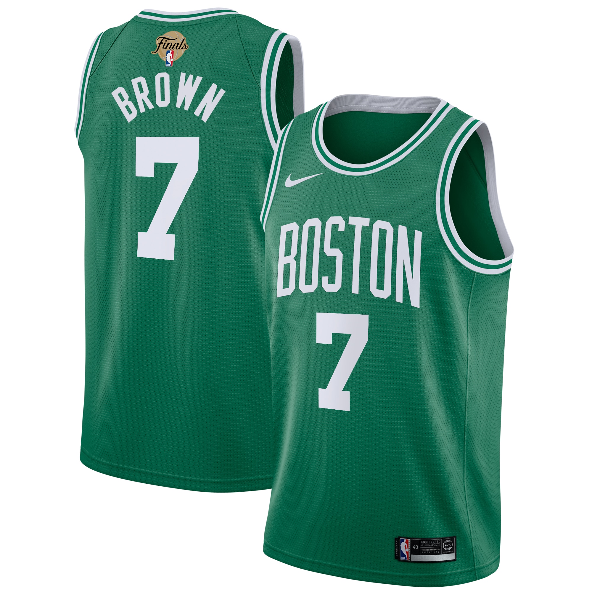 Boston Celtics Icon Edition NBA Finals Patch 2024 Swingman Jersey - Kelly Green - Jaylen Brown - Youth - JS657