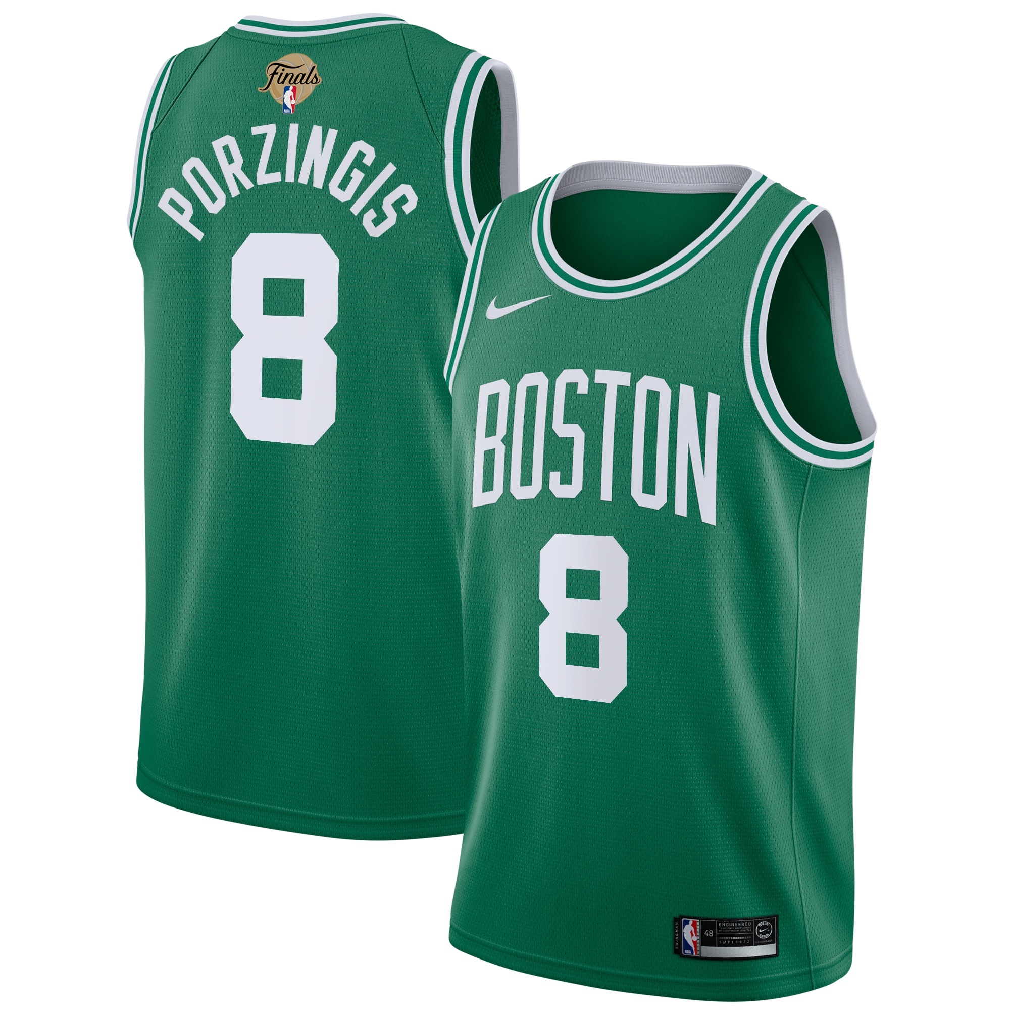 Boston Celtics Icon Edition NBA Finals Patch 2024 Swingman Jersey - Kelly Green - Kristaps Porzingis - Youth - JS271