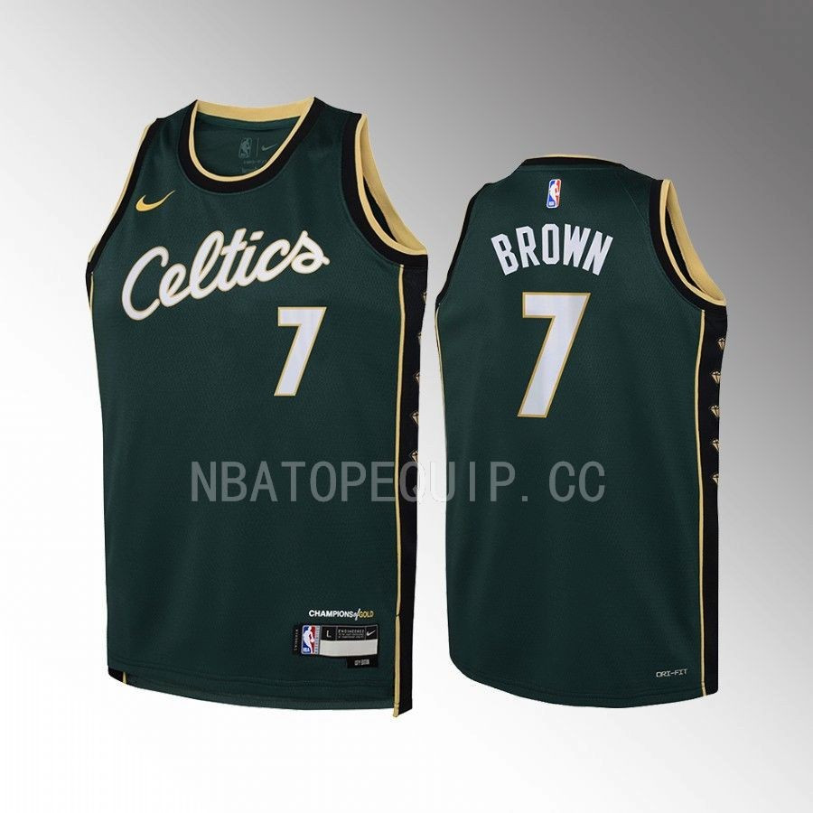 Boston Celtics Jaylen Brown 7 City Edition Green Youth Jersey Swingman - JS240